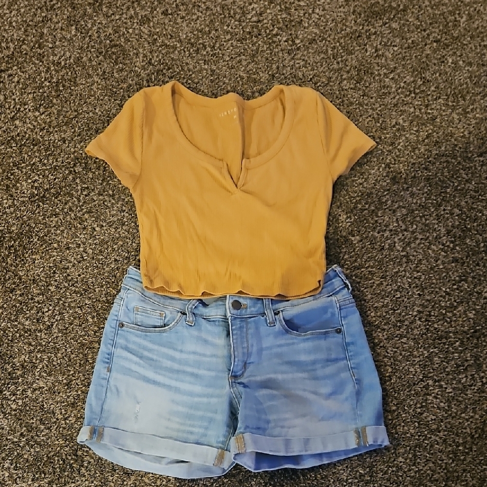 Aeropostale Yellow Crop Fitted Tee